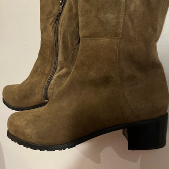 Stuart Weitzman Suede RESERVE over the knee boots, size 37 brown khaki - Picture 4 of 15